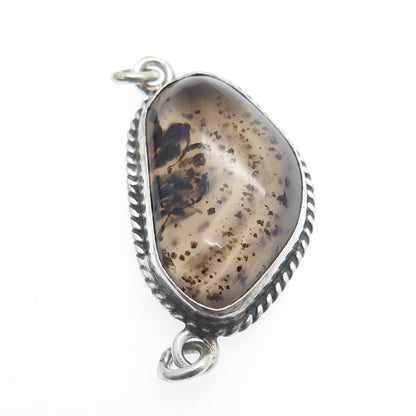 925 Sterling Silver Vintage Real Agate Centerpiece Pendant