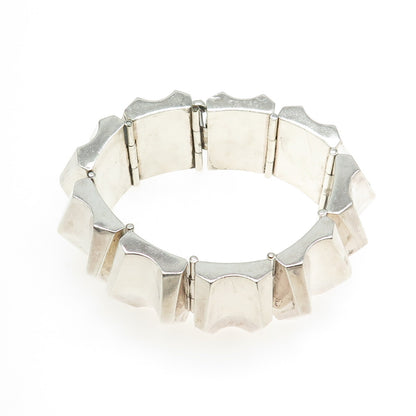 GARCIA HNOS Sterling Silver Vintage Mexico Modernist Solid 115.2g Bracelet 7.75"
