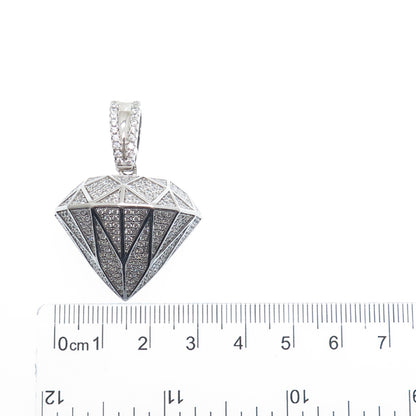 925 Sterling Silver Round-Cut C Z Diamond-Shape Charm Pendant