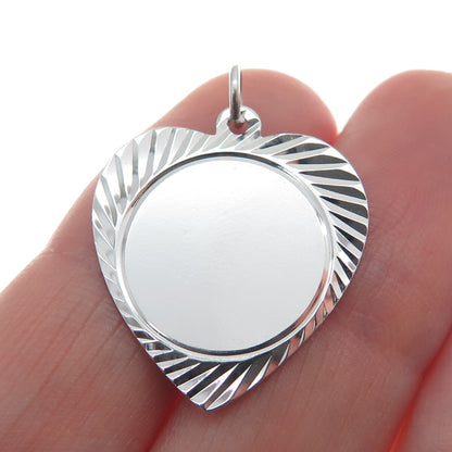925 Sterling Silver Vintage Diamond-Cut Heart Pendant