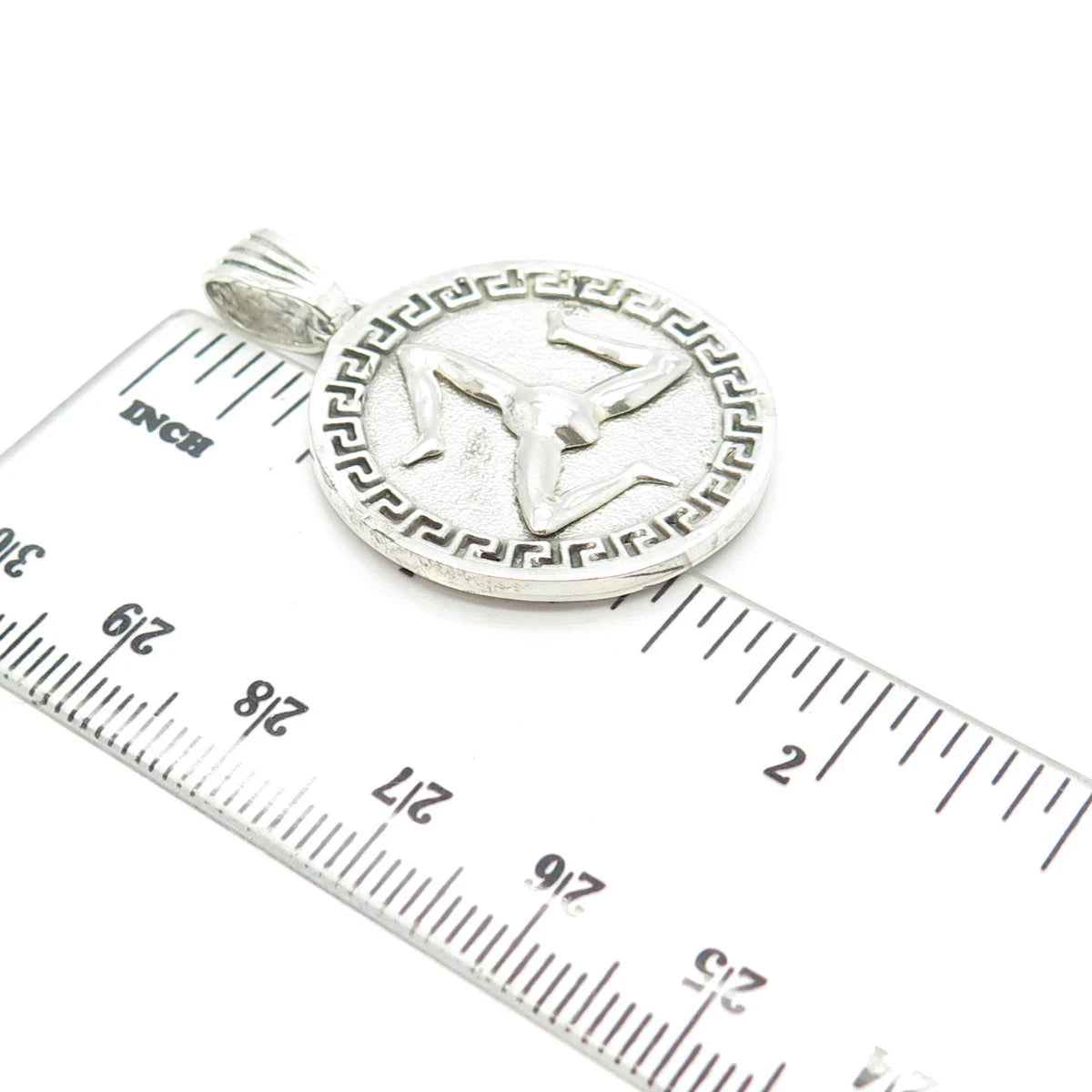 925 Sterling Silver Vintage Triskelion Sign Greek Maze Pendant