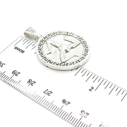 925 Sterling Silver Vintage Triskelion Sign Greek Maze Pendant