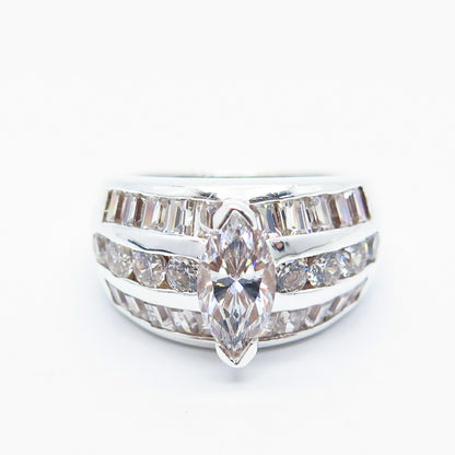 925 Sterling Silver Multi-C Z Ring Size 6.75