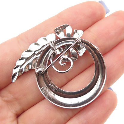 Van Dell 925 Sterling Silver Antique Art Deco Flower Oxidized Pin Brooch
