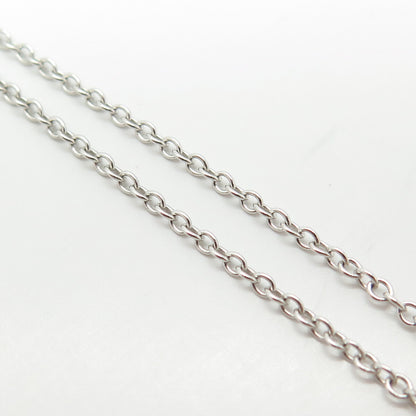 925 Sterling Silver Real Black Spinel Gem & C Z Butterfly Chain Necklace 16"