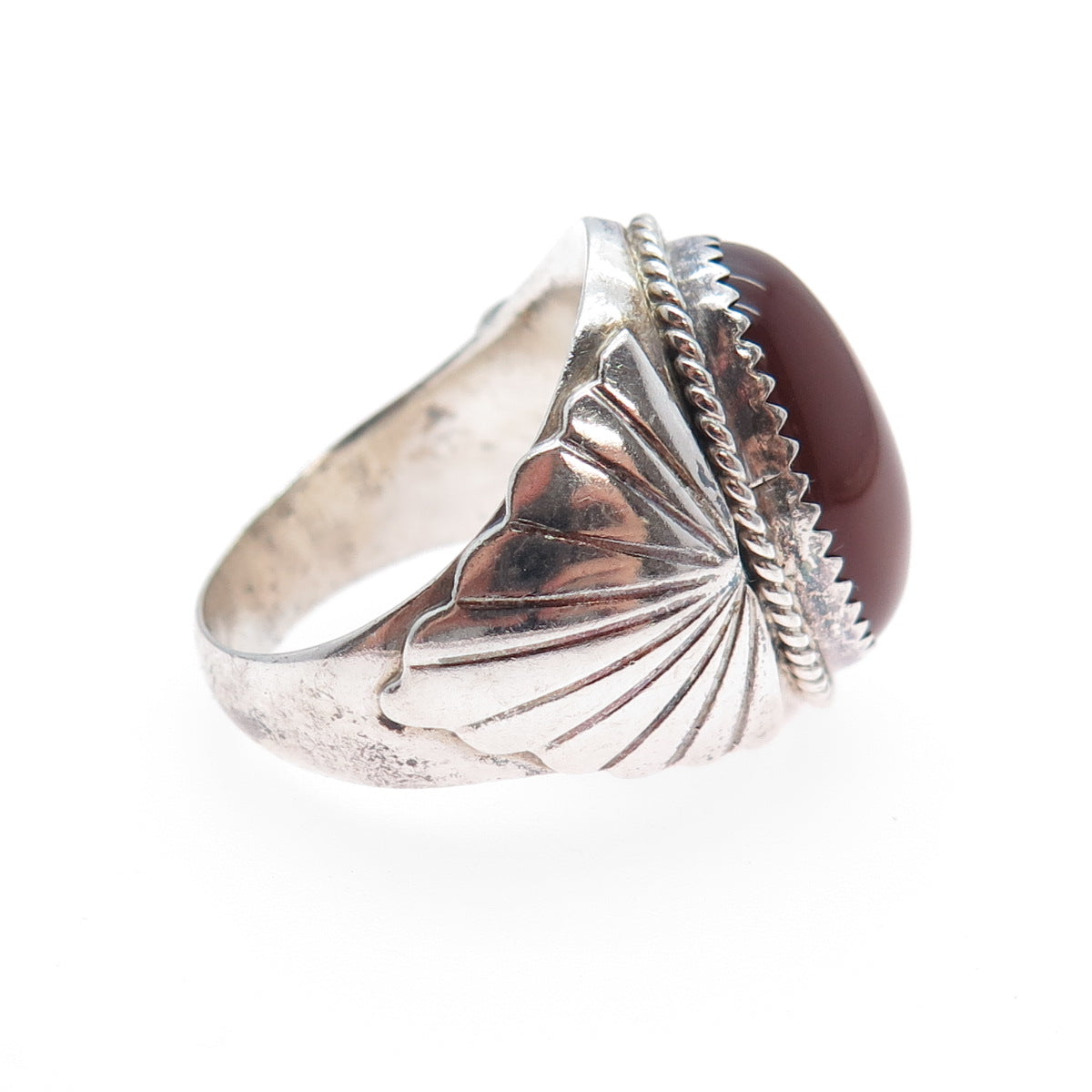 CAROLYN POLLACK Old Pawn Sterling Silver Vintage Carnelian Tribal Ring Size 9