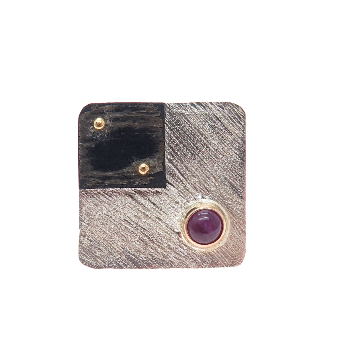 VICTOR ALFARO 14K Gold 925 Sterling Silver Vintage Real Ruby Modernist Lapel Pin