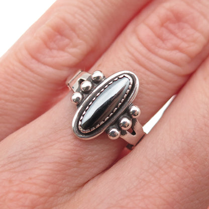 Bell Trading Post Old Pawn 925 Sterling Silver Vintage Hematite Ring Size 5.5