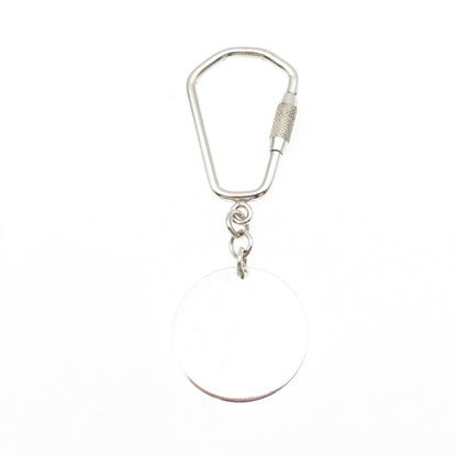 925 Sterling Silver Vintage Round Tag Fob Carabiner Key Ring Holder