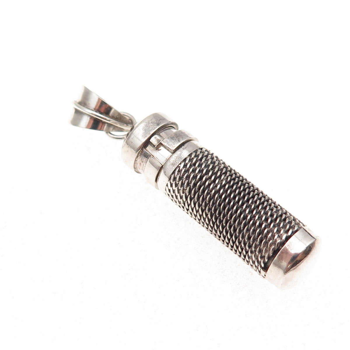 925 Sterling Silver Vintage Prayer Box Oxidized Charm Pendant