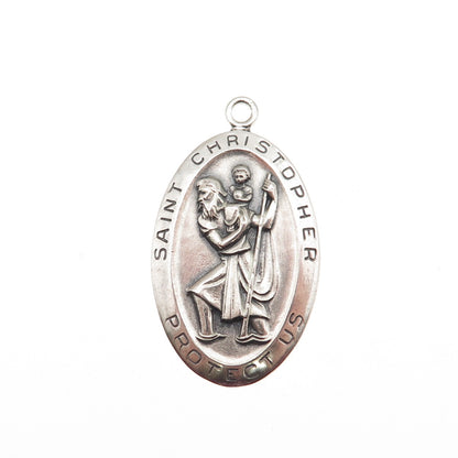 ELCO 925 Sterling Silver Vintage St. Christopher Medal Charm Pendant