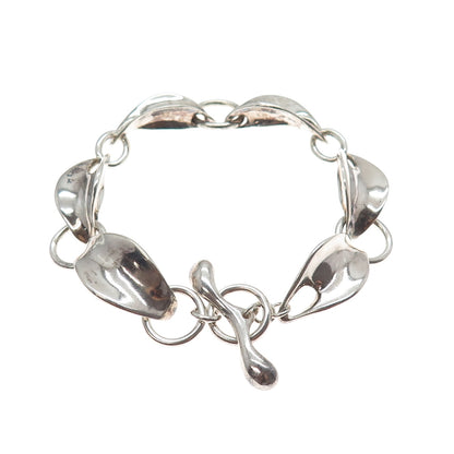 ROBERT LEE MORRIS 925 Sterling Silver Vintage Modernist Floral Bracelet 7.75"