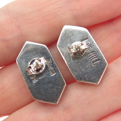 LOIS HILL Sterling Silver Vintage Granulated Signature Scroll Oxidized Earrings