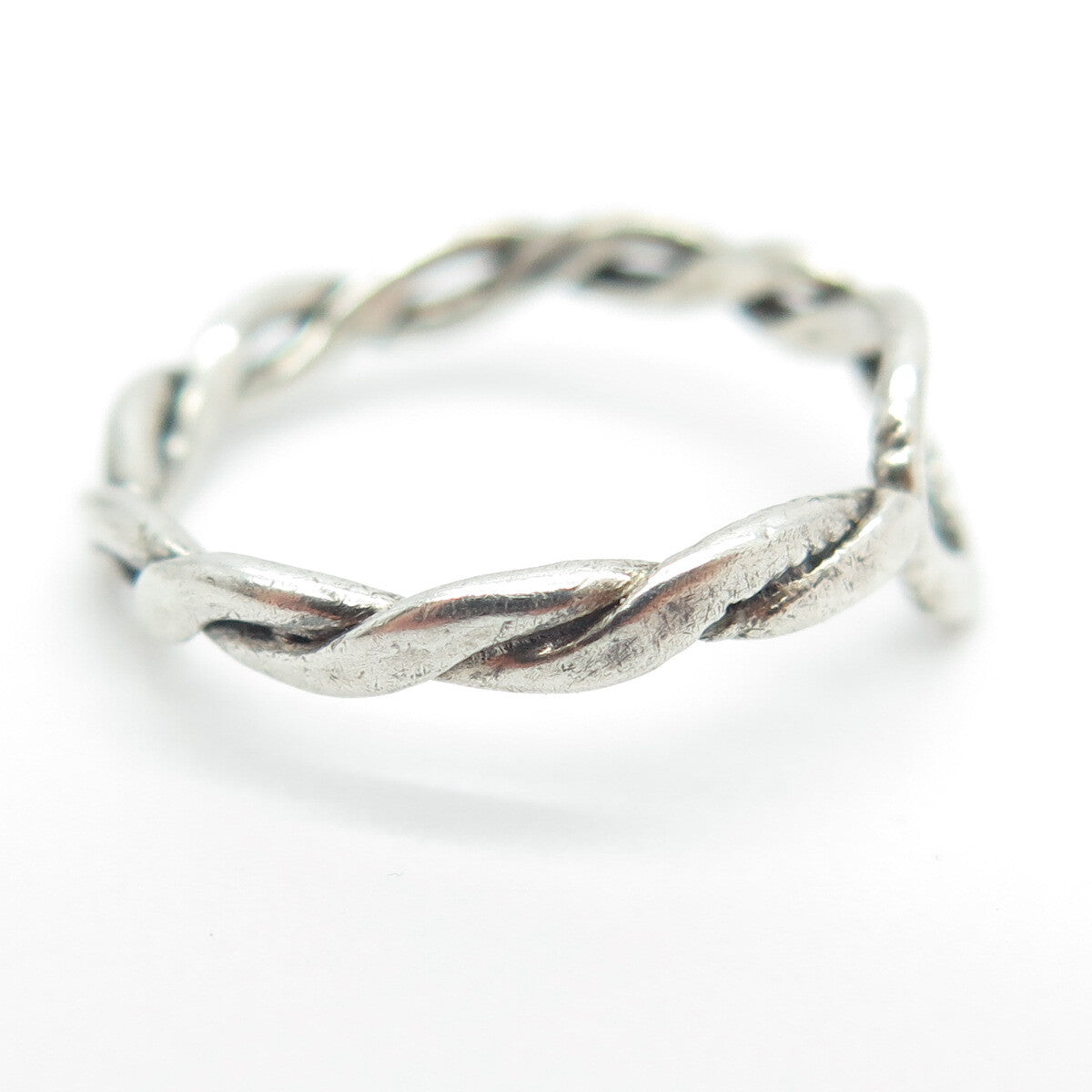 925 Sterling Silver Vintage Wicker / Braided Ring Size 5.5
