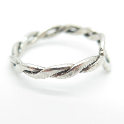 925 Sterling Silver Vintage Wicker / Braided Ring Size 5.5