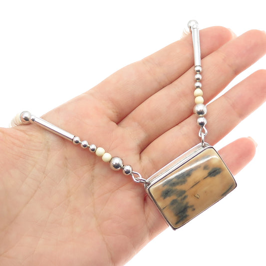 Old Pawn Navajo Sterling Silver Vintage Southwestern Beaded Chain Necklace 16"