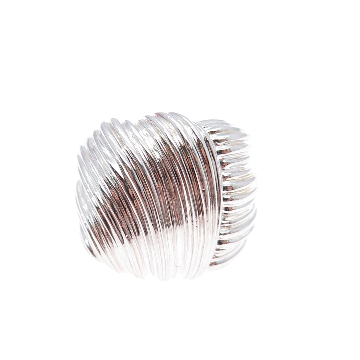 ROSS SIMONS 925 Sterling Silver Vintage Modernist Ribbed Dome Ring Size 6