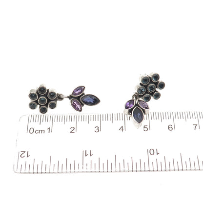 Nicky Butler Sterling Silver Vintage Real Blue Topaz Amethyst & Iolite Earrings