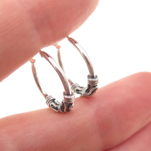 Han 925 Sterling Silver Vintage Zig Zag Oxidized Hoop Earrings