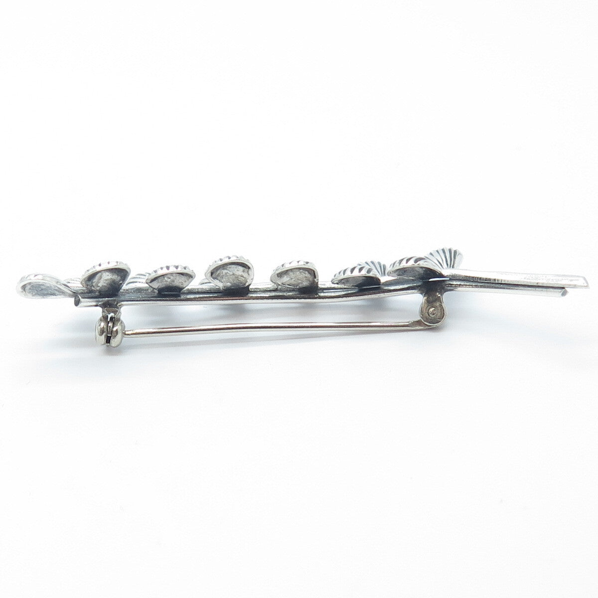 BEAU 925 Sterling Silver Antique Art Deco Laurel Leaves Pin Brooch