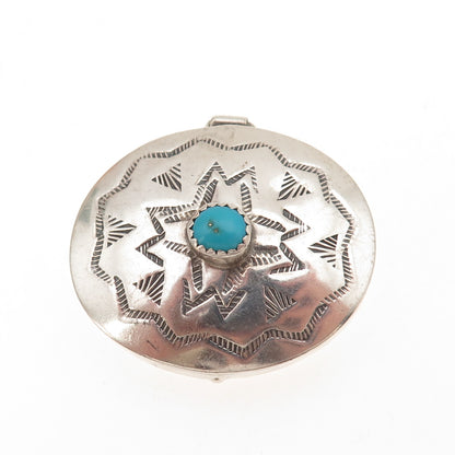 Old Pawn 925 Sterling Silver Vintage Southwestern Turquoise Pill / Snuff Box