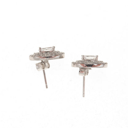 925 Sterling Silver Oval & Round-Cut C Z Stud Earrings