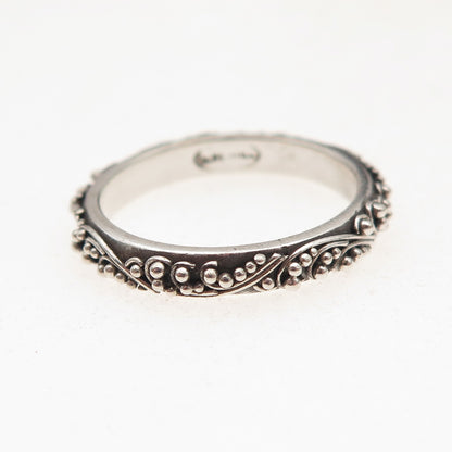 Lois Hill 925 Sterling Silver Vintage Granulated Scroll Band Ring Size 7.25