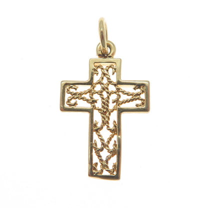 925 Sterling Silver Gold Plated Roped Cross Charm Pendant