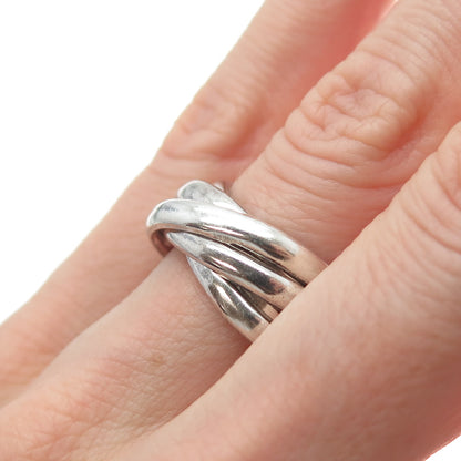 925 Sterling Silver Vintage Mexico Interlocked Multi-Band Ring Size 5.5