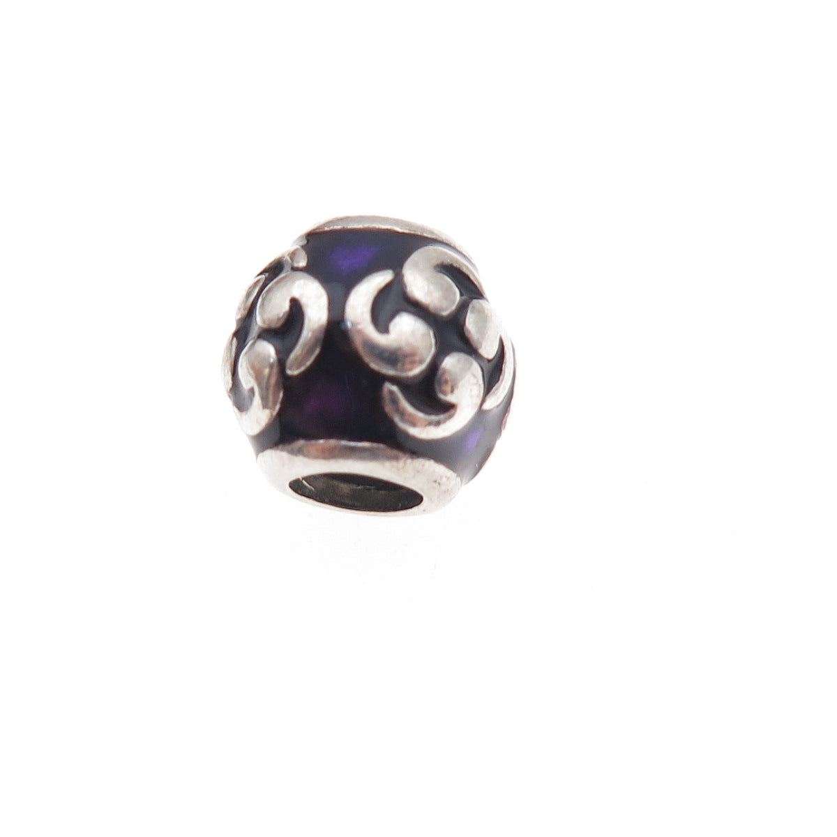Pandora 925 Sterling Silver Purple Enamel Zen Slide Bead Charm