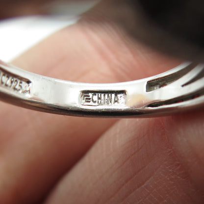 925 Sterling Silver Lab-Created Ruby & C Z Ring Size 8.25