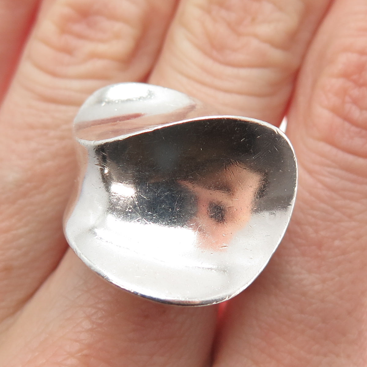 925 Sterling Silver Vintage Modernist Ring Size 6.5