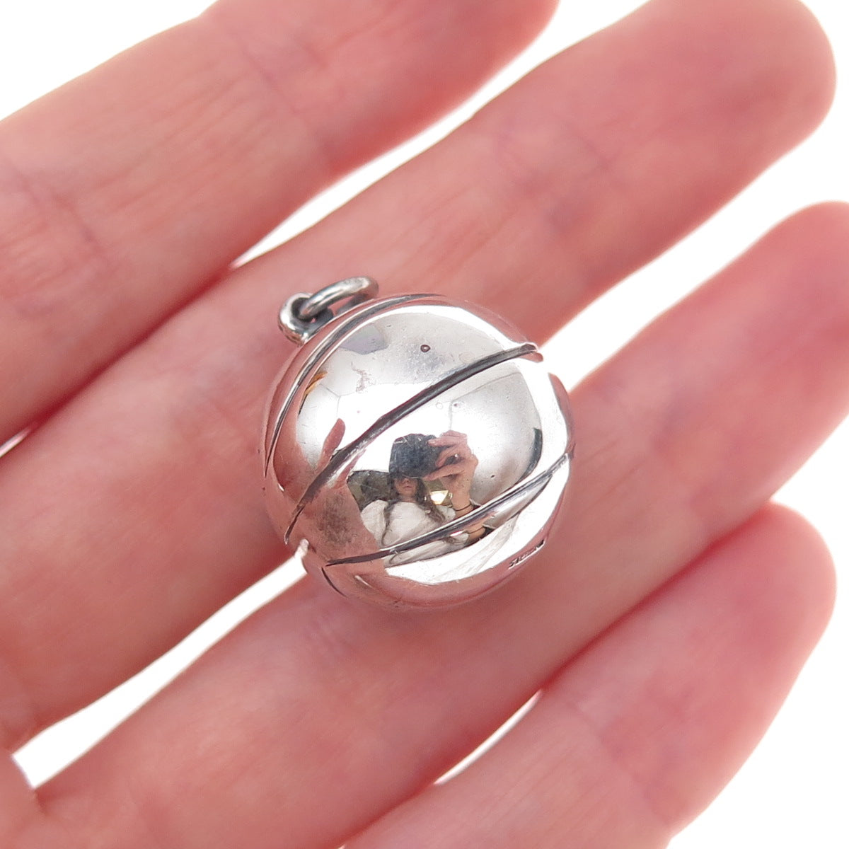 925 Sterling Silver Antique Art Deco 1926 Basketball Ball 3D Charm Pendant