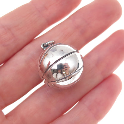 925 Sterling Silver Antique Art Deco 1926 Basketball Ball 3D Charm Pendant