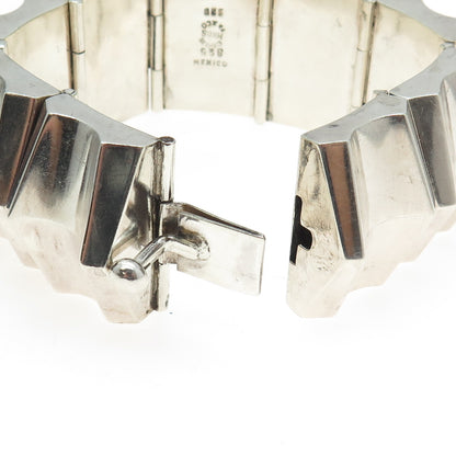GARCIA HNOS Sterling Silver Vintage Mexico Modernist Solid 115.2g Bracelet 7.75"