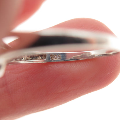 925 Sterling Silver Vintage Real Oval-Cut Blue Topaz Ring Size 6.5