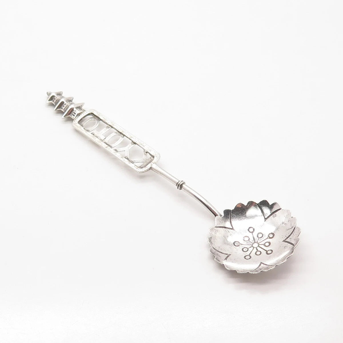 Antique Japan Sterling Silver "Kyoto" Floral Spoon