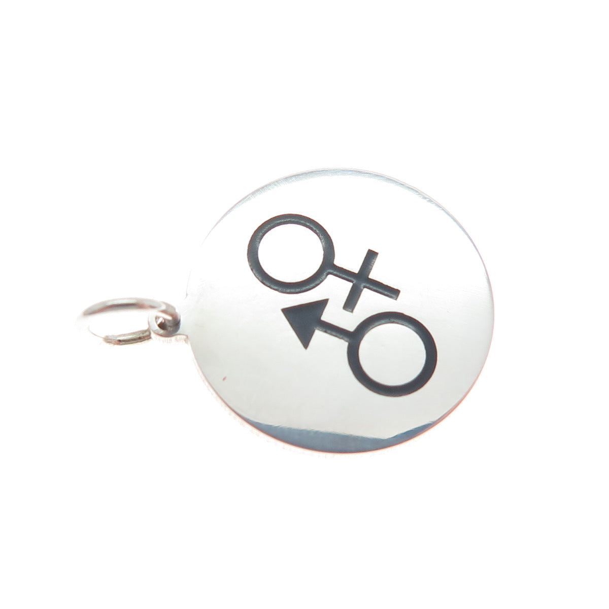 925 Sterling Silver Black Enamel Male & Female Symbol Minimalist Charm Pendant