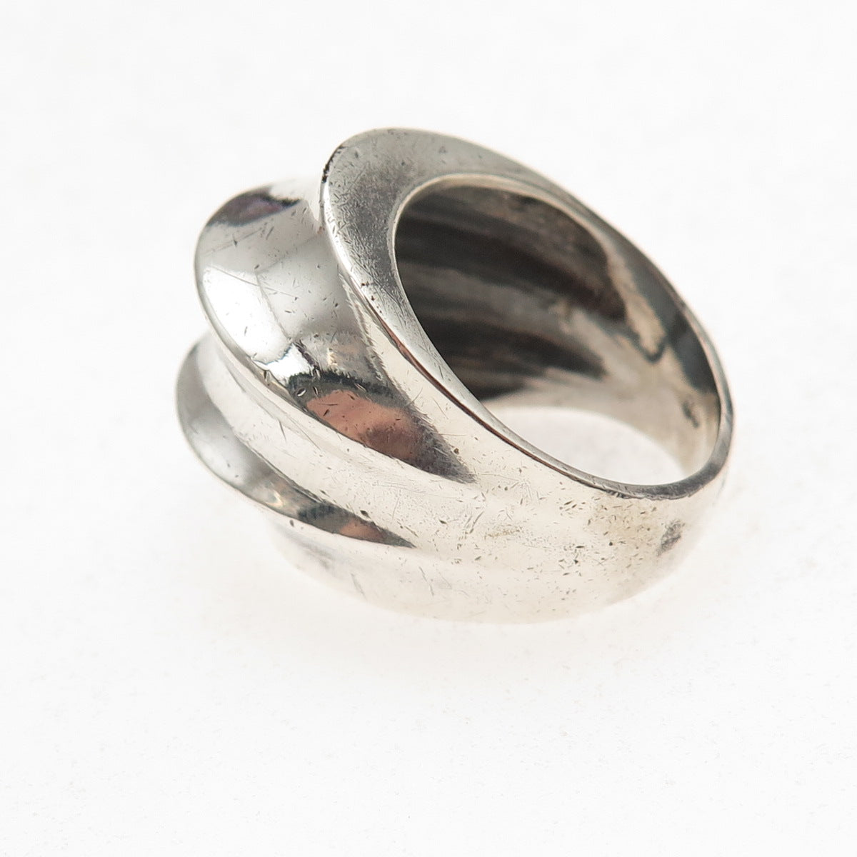 925 Sterling Silver Vintage Modernist Oxidized Ring Size 6.5