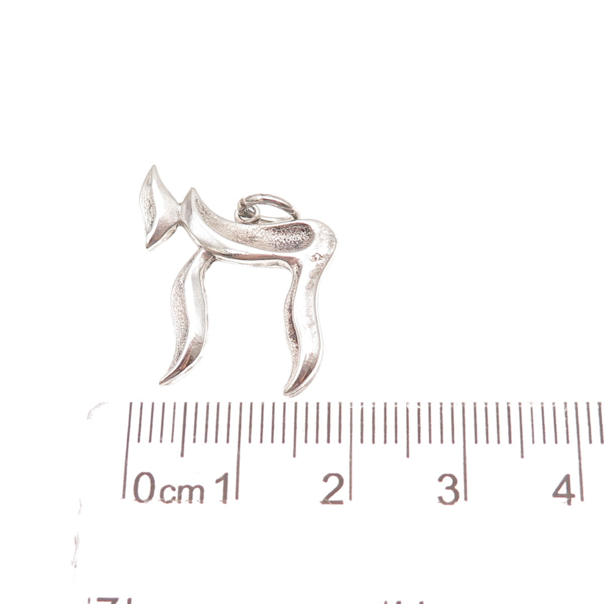 925 Sterling Silver Vintage Chai Judaica Oxidized Charm Pendant