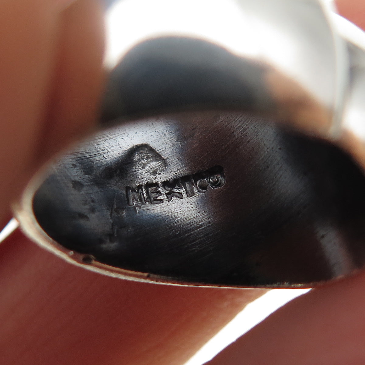 925 Sterling Silver Vintage Mexico Modernist Petal Oxidized Ring Size 6
