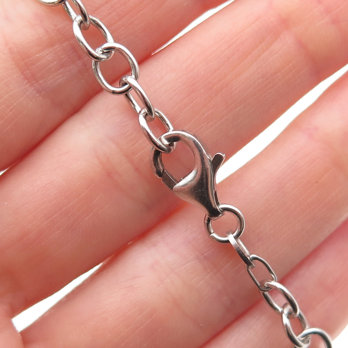 925 Sterling Silver Enamel Hearts & Clubs Key Dangle Charm Bracelet 7"