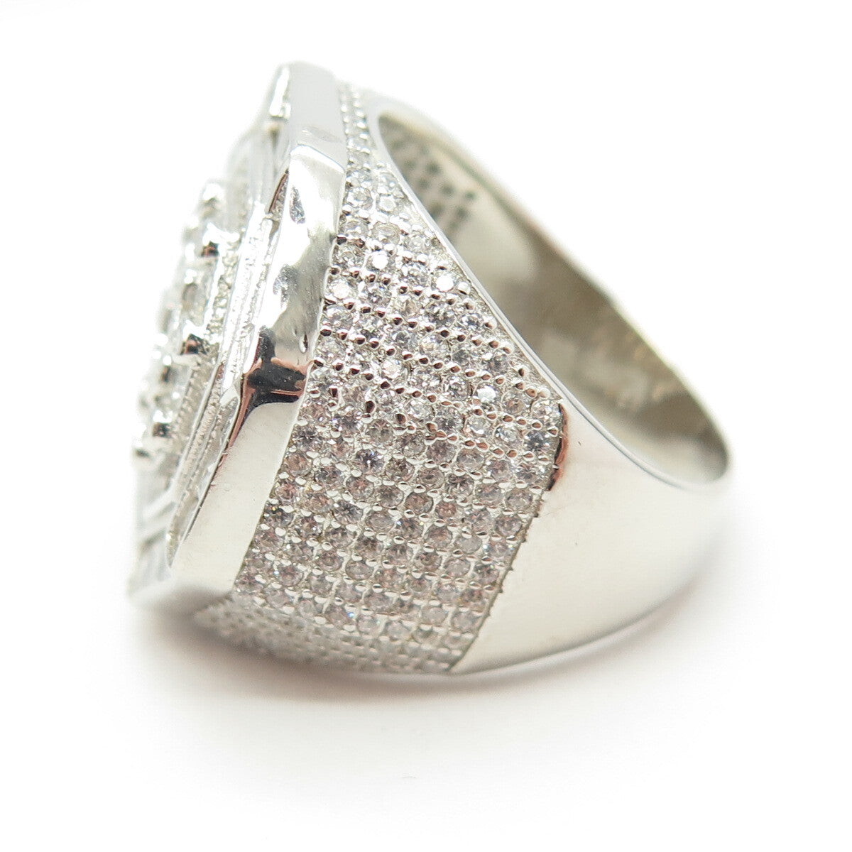 925 Sterling Silver Multi-C Z Domed Ring Size 8.25