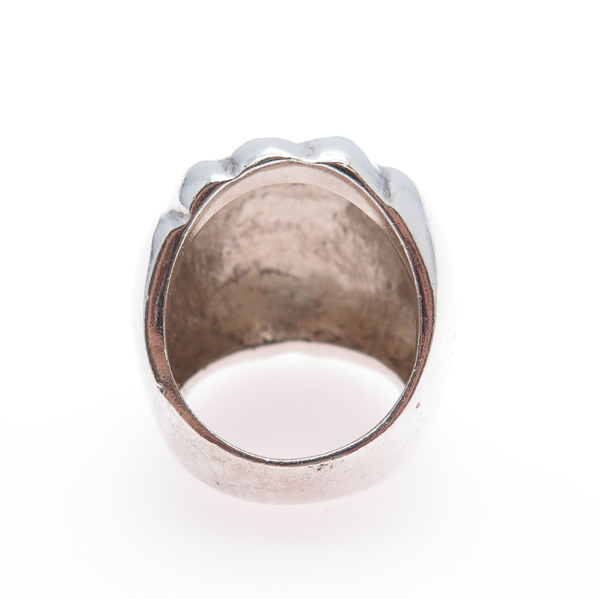 925 Sterling Silver Vintage Mexico Modernist Ribbed Dome Ring Size 7.5