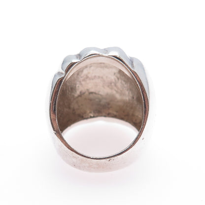 925 Sterling Silver Vintage Mexico Modernist Ribbed Dome Ring Size 7.5