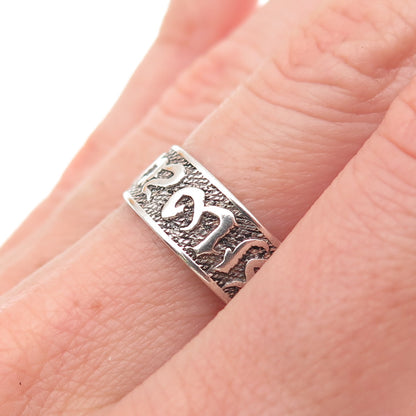 925 Sterling Silver Vintage Arabic Script Oxidized Band Ring Size 8
