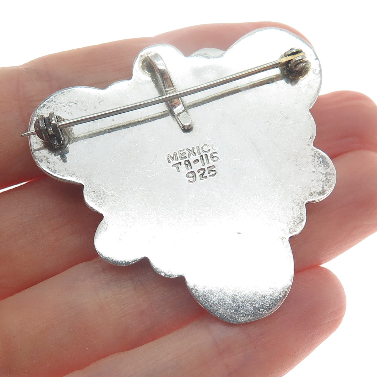925 Sterling Silver 2-Tone Vintage Mexico Modernist Beaded Pin Brooch / Pendant