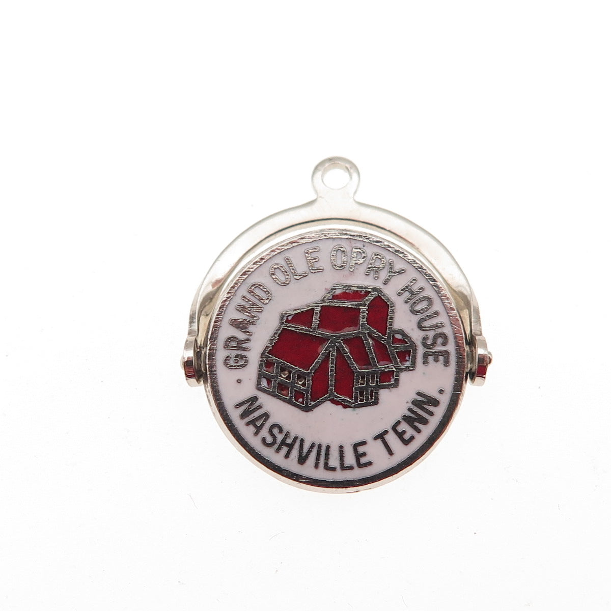 925 Sterling Silver Vintage Enamel Grand Ole Opry House Nashville Mini Pendant