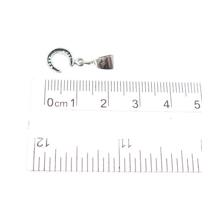 925 Sterling Silver Horseshoe Good Luck Slide Dangle Charm