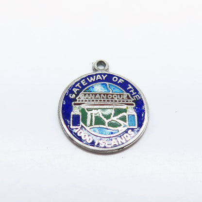 925 Sterling Silver Vintage BMCo Enamel "Gananoque 1000 Islands" Pendant